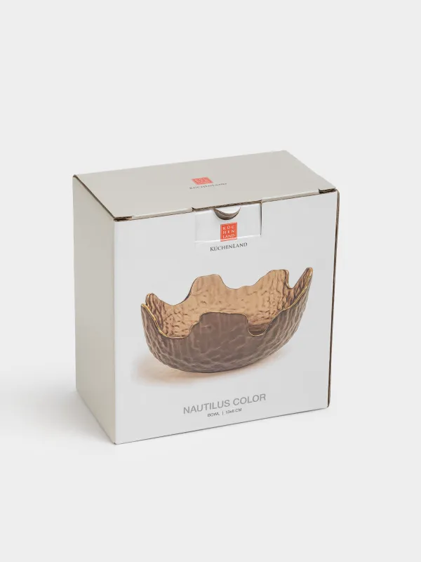 Пиала, 13х6 см, стекло, коричневая, с золотистым кантом, Nautilus color, image-4