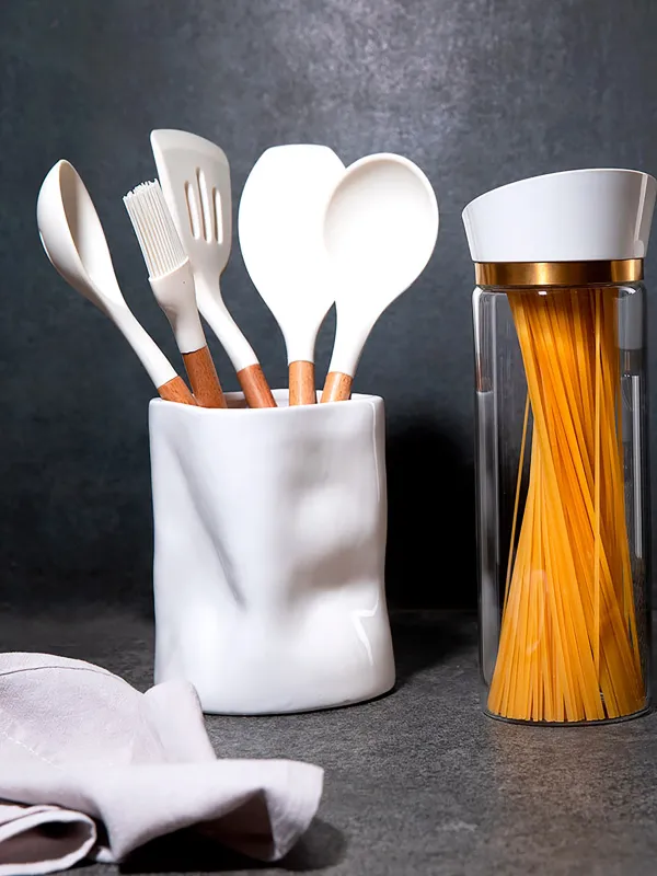 Подставка для кухонных принадлежностей, 16 см, керамика, белая, Crush, image-2