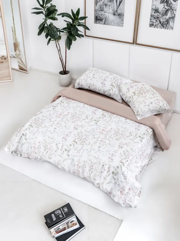 Төсек жиынтығы, Еуро, tencel 300 ТС, сүтті сарғылт-қоңыр, Бұтақтар, Tencel, image-0