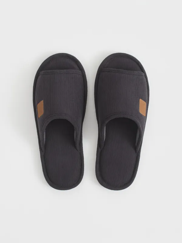 Тапочки мужские, домашние, полиэстер, графитовые, Serious, image-1