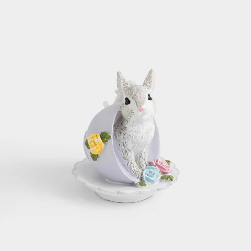 Статуэтка, 11 см, полирезин, цветная, Кролик в чашке, Easter
