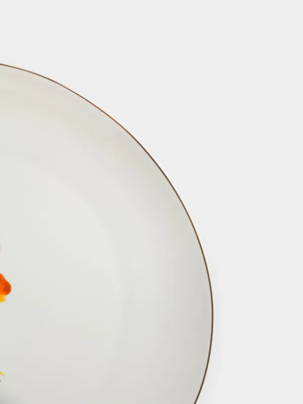 Түскі ас тәрелкесі, 28 см, фарфор N, ақ, алтын жиектері бар, Дала гүлдері, Yarrow, image-3