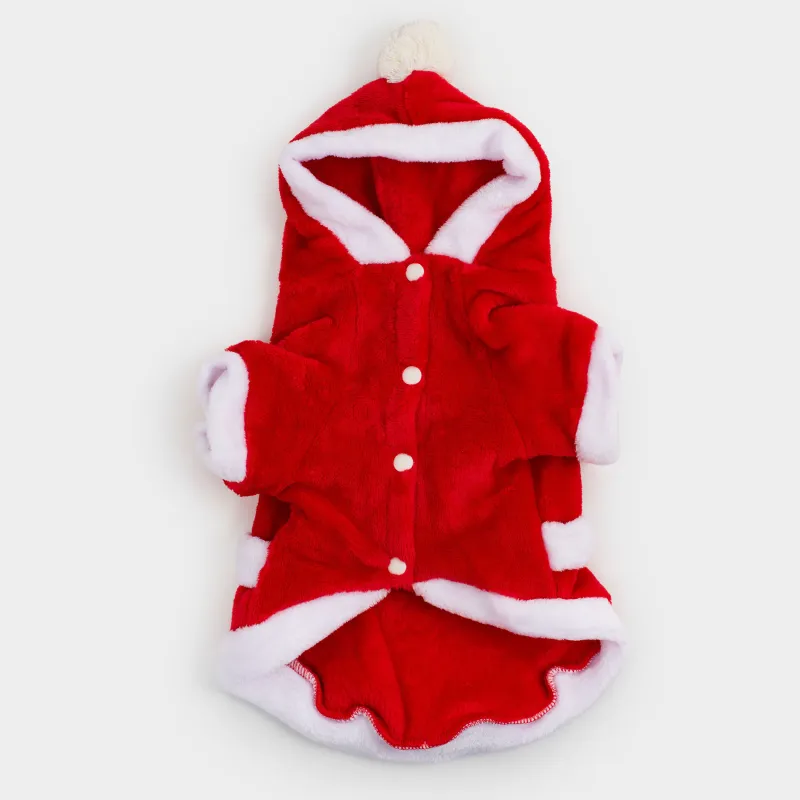 Жануарларға арналған костюм, 40 см, өлшемі L/XL, карнавал, полиэстер, қызыл, Санта, Christmas pet, image-0