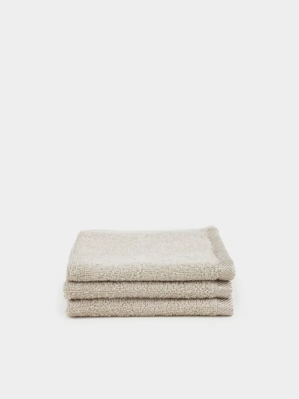 Полотенце, 30х30 см, 3 шт, хлопок, бежевое, Wellness, image-2