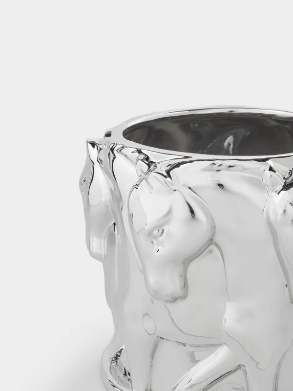 Кашпо, 13х14 см, фарфор Р, күміс, Жылқы, Horse silver, image-2