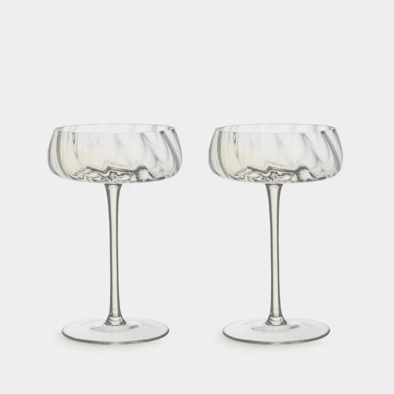 Бокал-креманка для шампанского, 270 мл, 2 шт, стекло, перламутр, Sorento bend