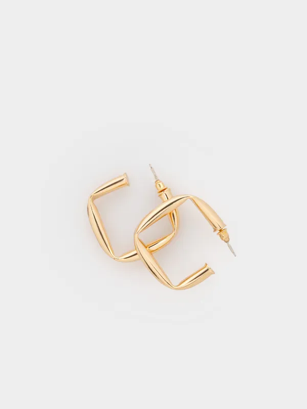 Серьги-пусеты, 3 см, 2 шт, металл, золотистые, Геометрия, Jewelry, image-2