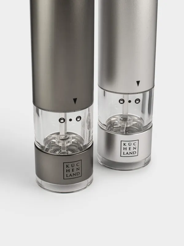 Мельница для специй, 22 см, 2 шт, электрическая, металл/пластик, LED B, серая, Piquant, image-2