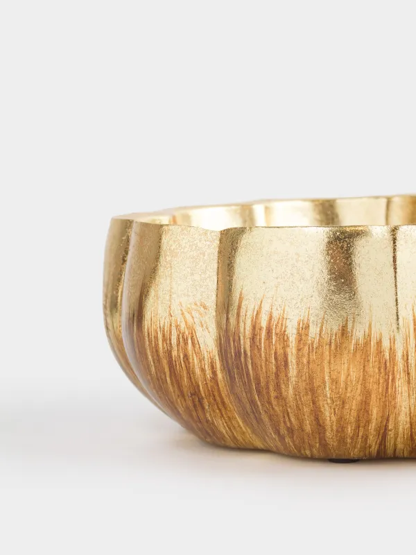 Кәмпит ыдысы, 21х13 см, полирезин, алтын, Асқабақтағы кірпі, Golden forest, image-4