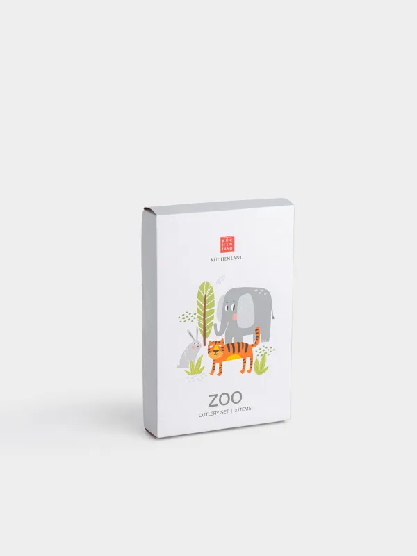 Столовые приборы, детские, 1 перс, 3 пр, сталь, Животный мир, Zoo, image-2