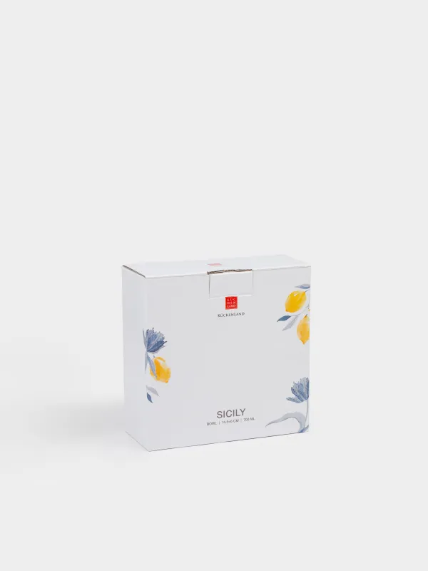 Пиала, 15х6 см, 700 мл, фарфор F, белая, Цветок и лимоны, Sicily, image-5