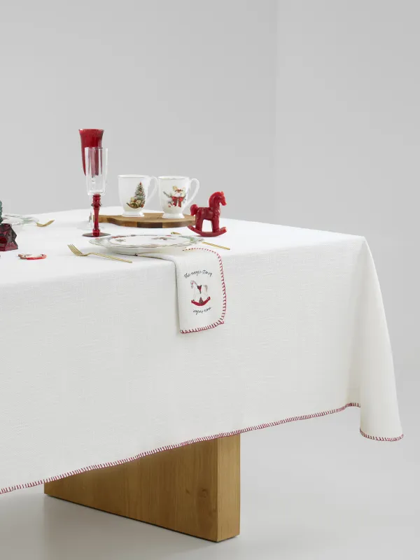 Дастархан, 160х160 см, тігісі бар, полиэстер, сүт түстес, Кендір мата, Gunny traditions, image-5