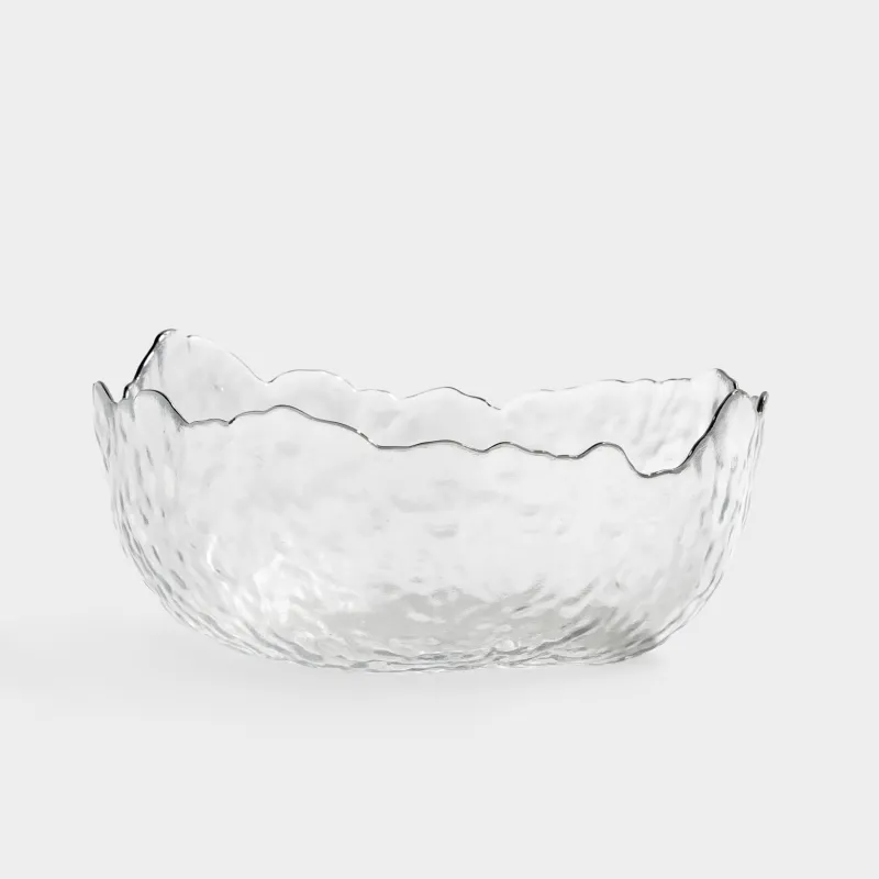 Салат ыдысы, 20х9 см, 1,1 л, шыны, күміс жиегі бар, Nautilus silver