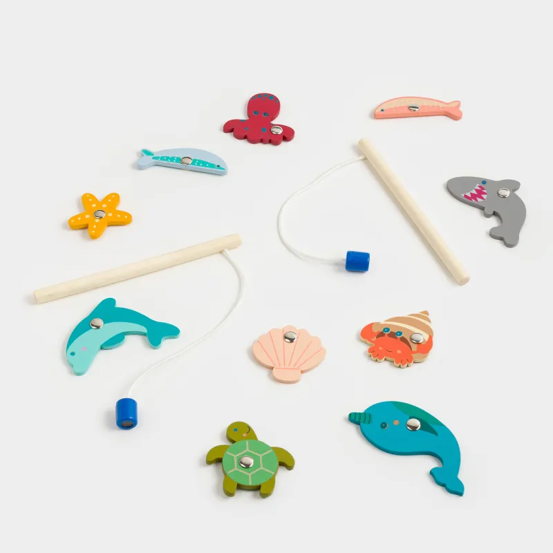 Ойын жиынтығы, 13 зат, ағаш/магнит, Магнитті балық аулау, Game, image-3