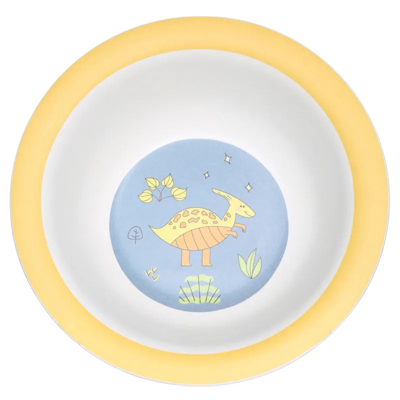 Ыдыс-аяқ жиынтығы, балалар, 5 пр, бамбук, сары-көк, Динозавр, Дино, image-4