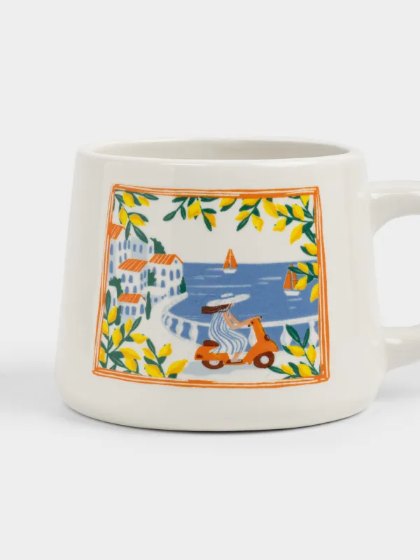 Саптыаяқ, 420 мл, керамика, сүт түстес, Сицилия пейзажы, Sicily, image-1