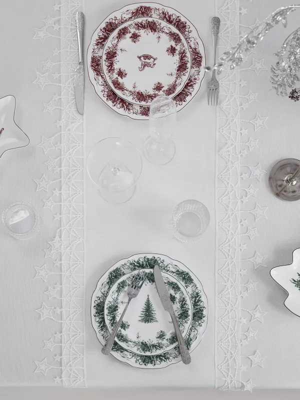 Үстел төсеніші, 40х160 см, шілтерлі, полиэстер, ақ, Жұлдыздар, Stars framed, image-5