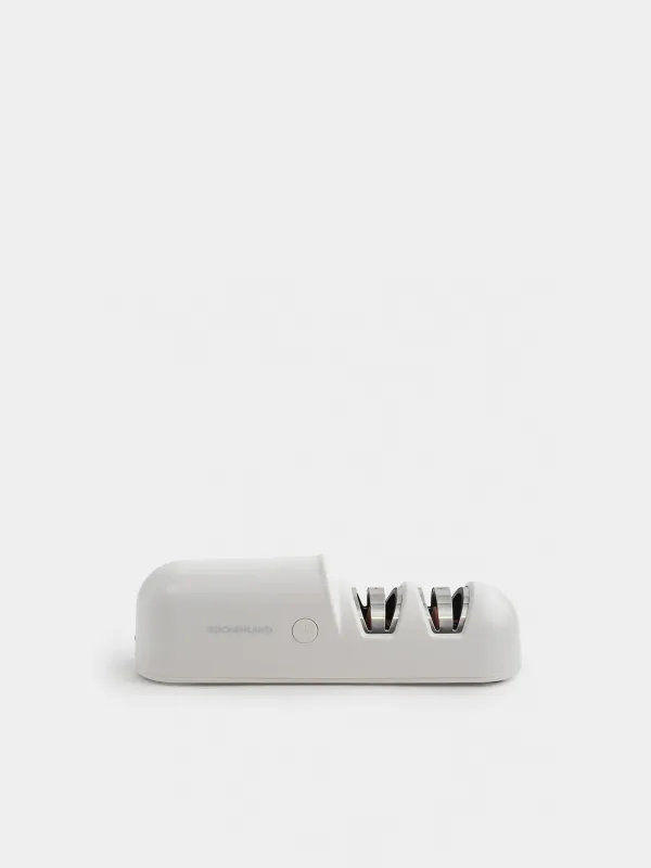 Точило для ножей, 19 см, два этапа заточки, электрическое, беспроводное, пластик/керамика, белое, Light kitchen, image-0