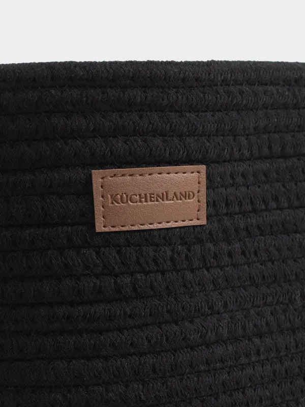 Сумка для хранения белья, 38х40 см, с ручками, хлопок, круглая, черная, Tote, image-1