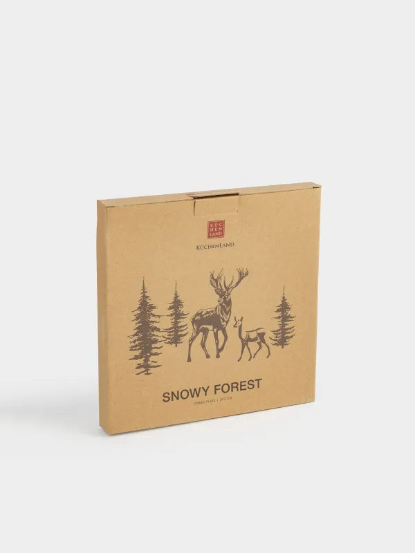 Түскі ас тәрелкесі, 27 см, керамика, жасыл, Бұтақтардағы шырша бүршіктері, Snowy forest, image-5