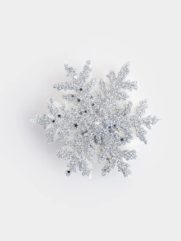 Шам, 7x4 см, жылтыр, күміс, Қар ұшқыны, Snowfall, image-1
