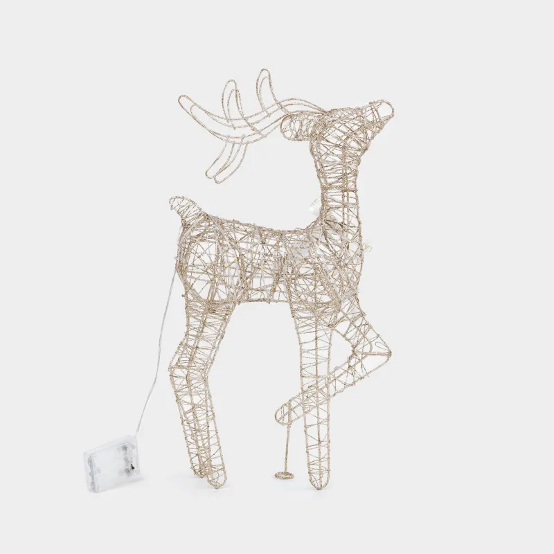 Мүсінше, жарықтандырылған, 51 см, металл, алтын түстес, Банты бар бұғы, Deer sparks, image-3