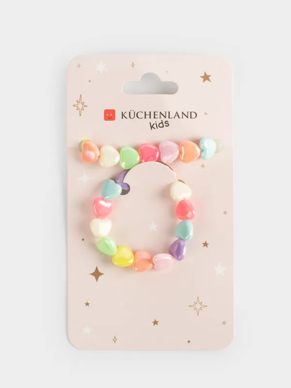 Зергерлік бұйымдар жиынтығы, 2 PR, балалар, пластик, білезік / моншақтар, жүректер, зергерлік балалар, image-5