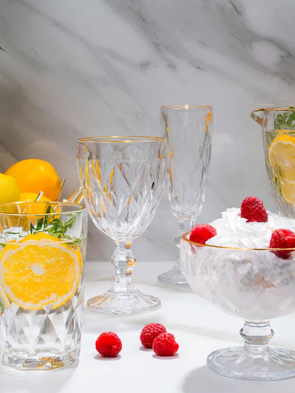 Шарап бокал-кубогы, 300 мл, 6 дана, шыны Р, алтын жиегі бар, Rhomb gold, image-6