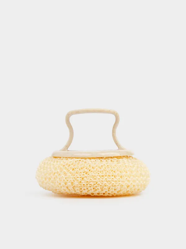 Губка для уборки, 8 см, с коротким держателем, растительное волокно/пластик, бежевая, Clean, image-1