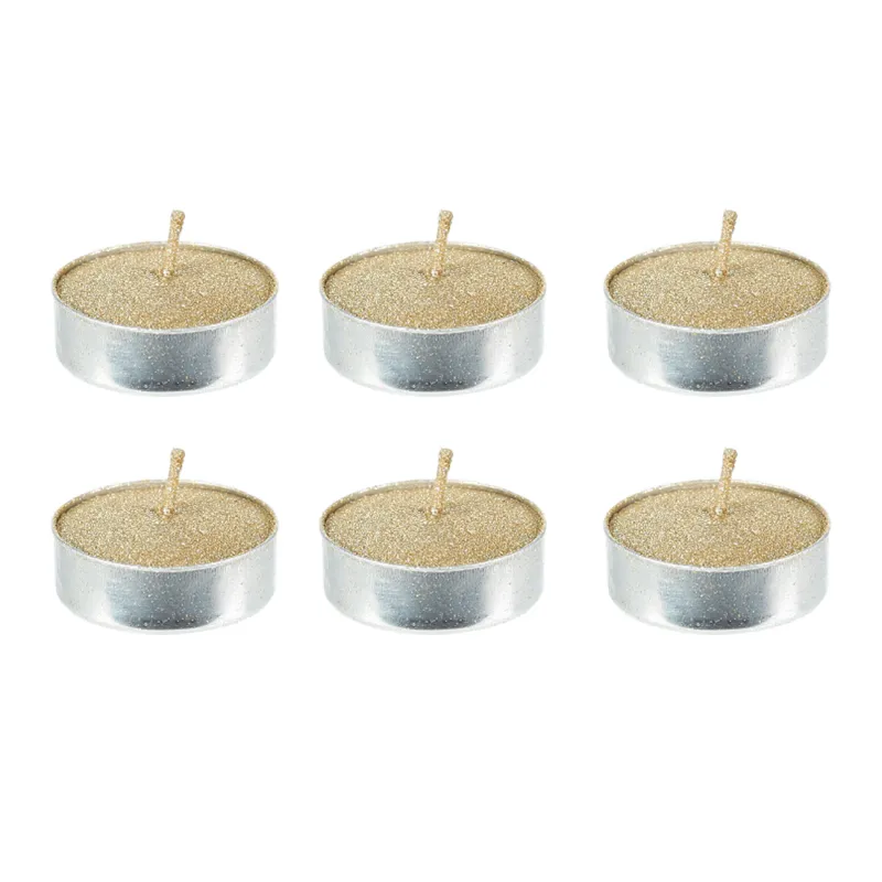 Свеча чайная, 4 см, 6 шт, золотистая, Metallic glow