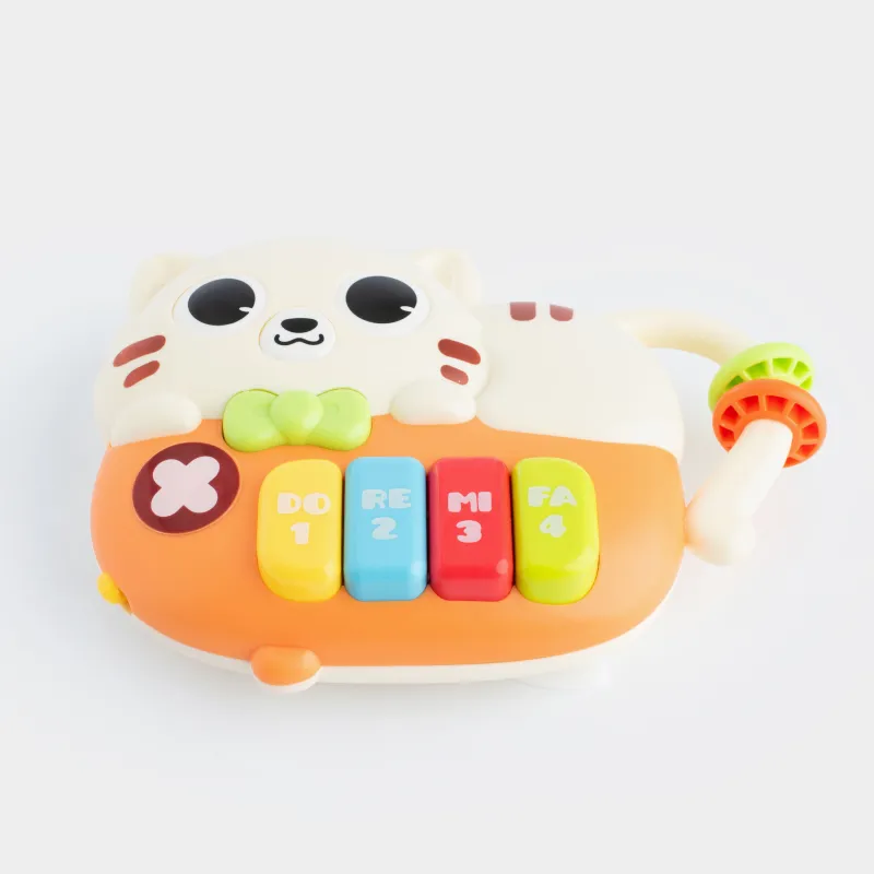 Дамытушы ойыншық, 12х16 см, музыкалық, пластик, Мысық-фортепиано, Cat, image-1