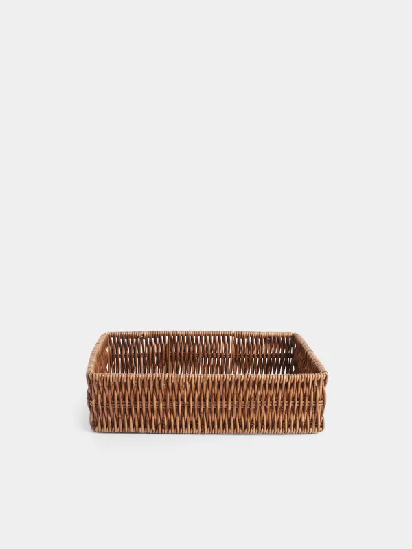 Корзина для продуктов, 26х18 см, ротанг, прямоугольная, коричневая, Blendy, image-0