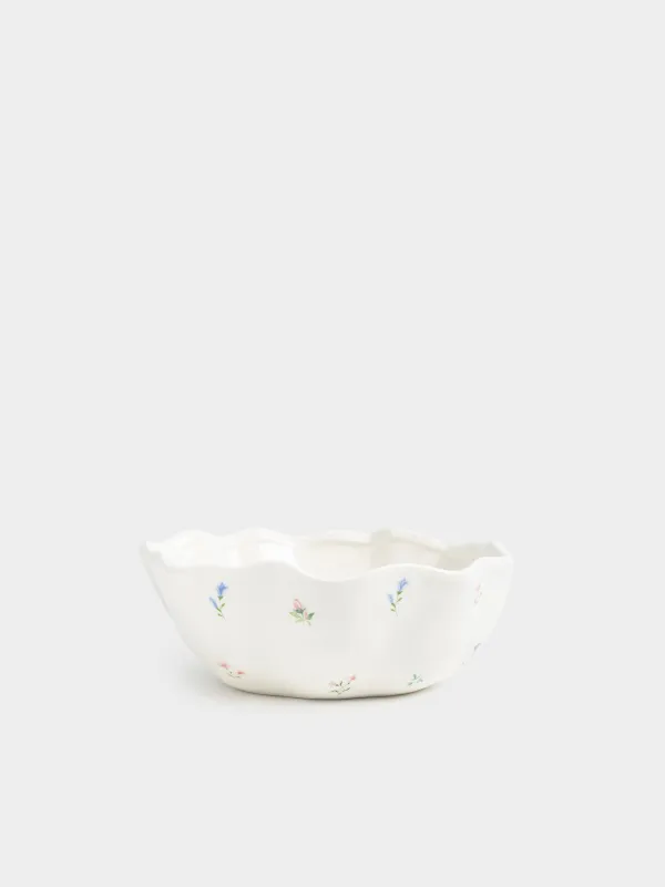 Салат ыдысы, 21х8 см, 1,2 л, керамика, сүт түстес, Нәзік гүлдер, El flora, image-0