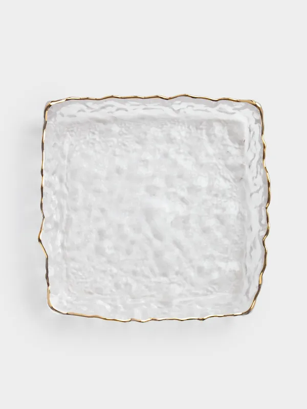 Ыдыс, 15х15 см, шыны, шаршы, алтын жиегі бар, Nautilus gold, image-3