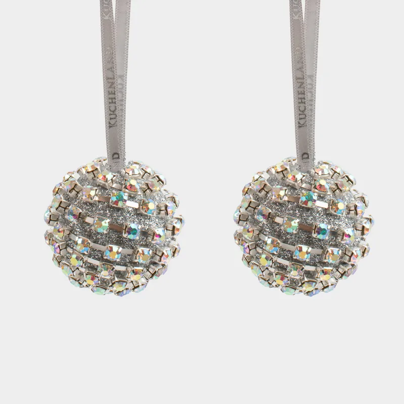 Шырша ойыншығы, 4 см, 2 дана, пластик, інжу-маржан, Страздары бар шар, Ball sparkle