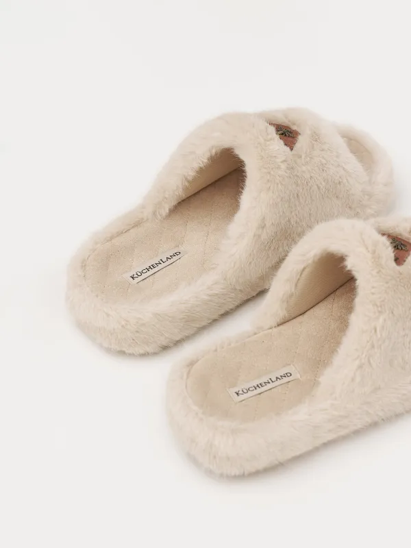 Әйелдер тәпішкелері, үйге арналған, өлшемі 38-39, жасанды жүн / күдері, сарғылт-қоңыр-қызғылт сары, Ара, Shaggy, image-2