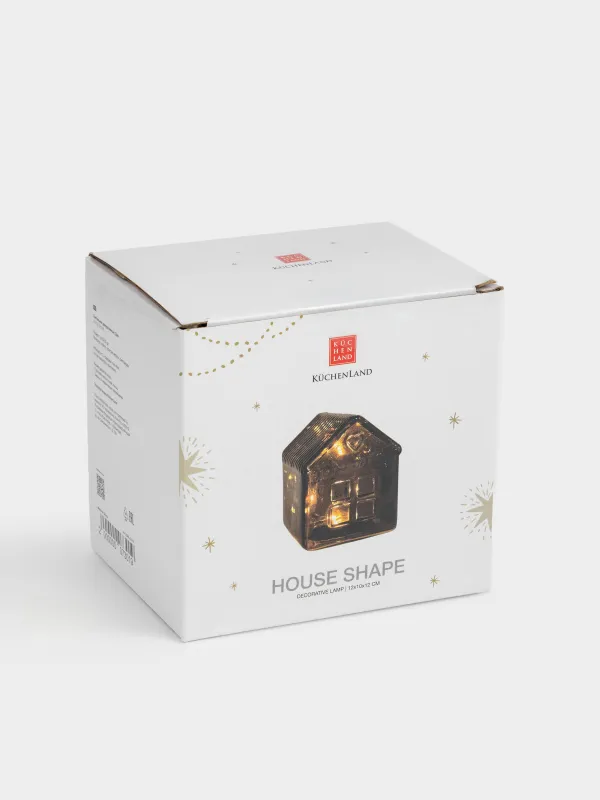 Сәндік шам, 12х12 см, шыны, қоңыр, Үй, House shape, image-5