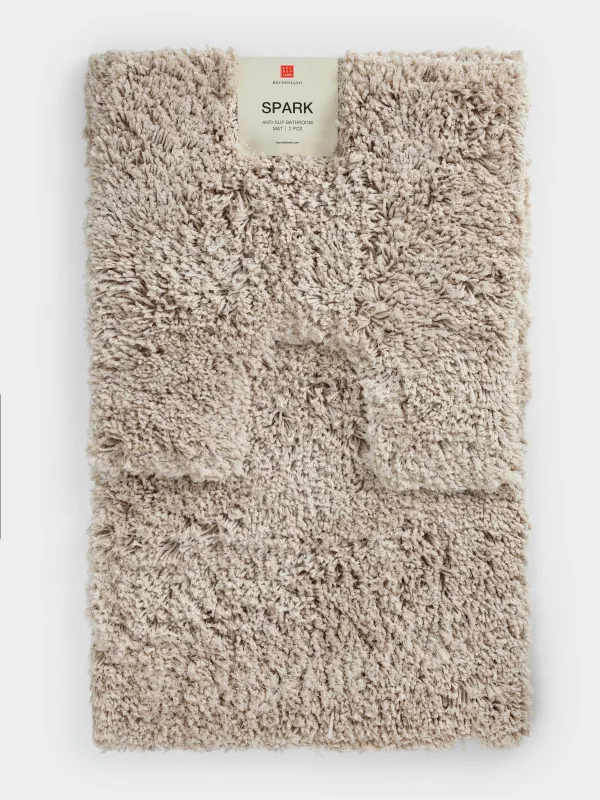 Жуынатын бөлмеге арналған кілемше, 50x80/50x50 см, 2 дана, сырғанауға қарсы, полиэстер, құмды, Spark, image-5