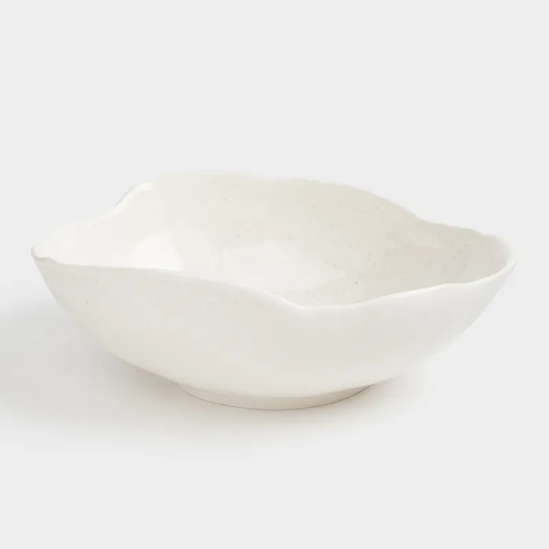 Жеміс вазасы, 27х9 см, керамика, сүт түстес, дақтары бар, тегіс емес жиек, Delicia, image-1