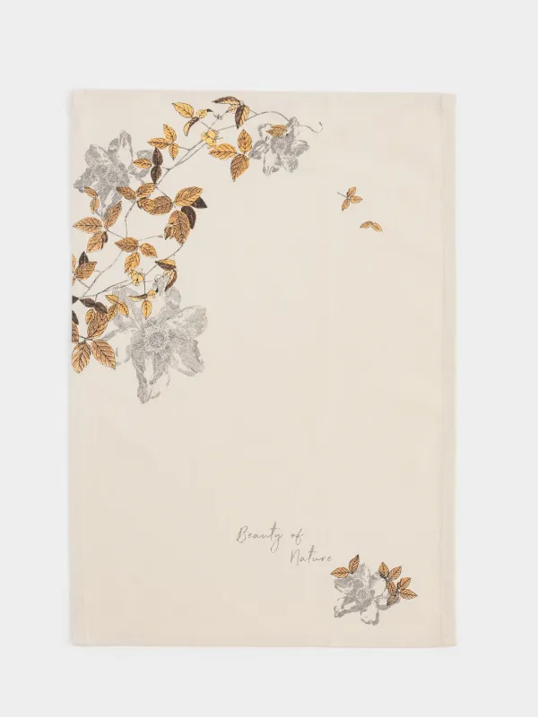 Асүйлік сүлгі, 40х60 см, мақта, сарғылт-қоңыр, Гүлдер мен жапырақтар, Bloom, image-0