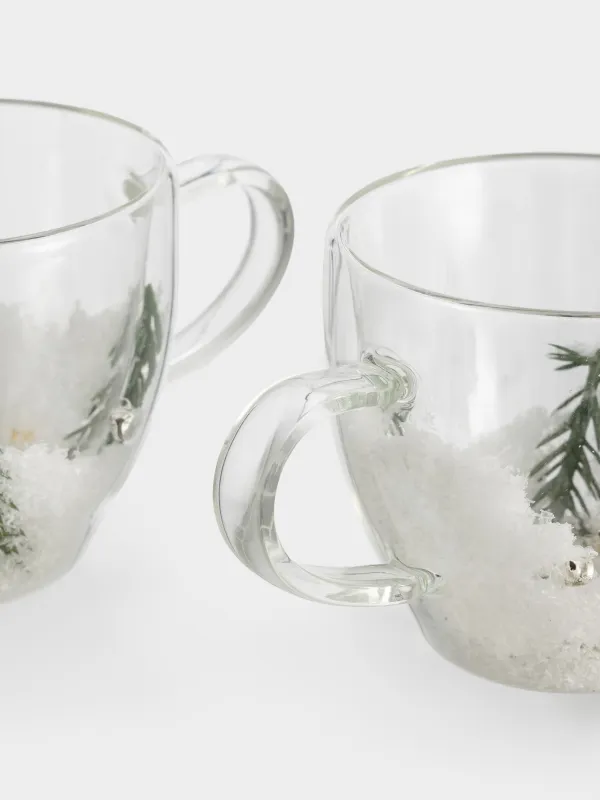 Кружка, 300 мл, 2 шт, стекло Б, с еловыми ветками и колокольчиками внутри, Air decor, image-3