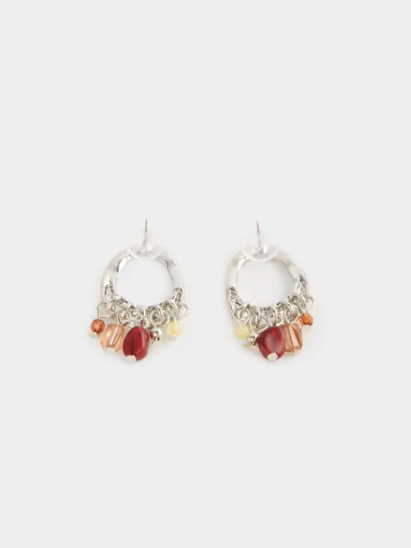 Пусет сырғалары, 4 см, 2 дана, металл/пластик, алтын түстес, Моншақтар, Jewelry, image-2