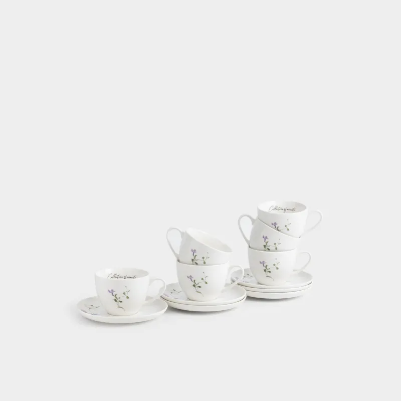 Пара чайная, 6 перс, 12 пр, 220 мл, фарфор N, белая, Полевые цветы, Cowslip