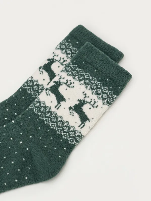 Әйелдер шұлықтары, өлшемі 36-38, полиэстер, жасыл, Бұғы, Fleece, image-2