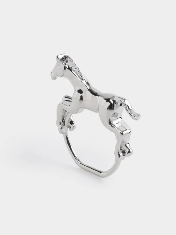 Майлық сақинасы, 7 см, металл, күміс, Жылқы, Horse silver, image-0
