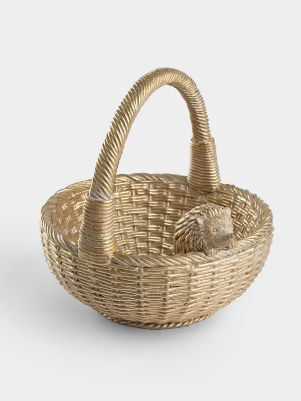 Ваза декоративная, 21х19 см, Ежик на корзине, Hedgehog gold, image-2