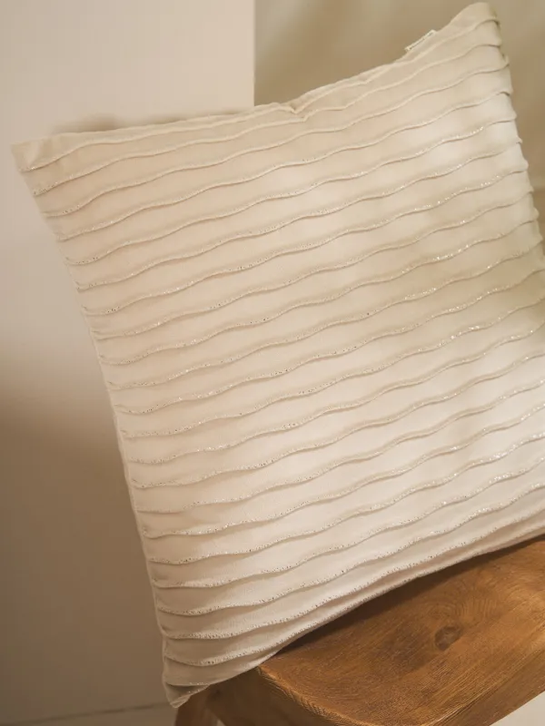 Подушка декоративная, 43х43 см, вельвет, молочно-серебристая, Волны, Abstract, image-6