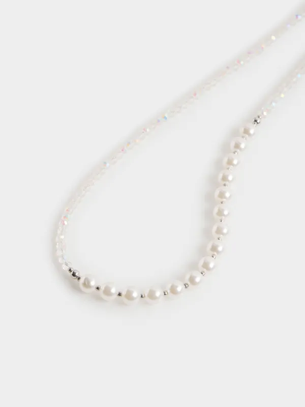 Цепочка, 1,2 м, для телефона, металл/стекло, молочная, Baroque, image-2