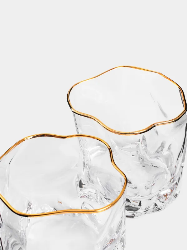 Виски стақаны, 8 см, 245 мл, 2 дана, шыны, алтын жиегі бар, Slalom gold, image-3