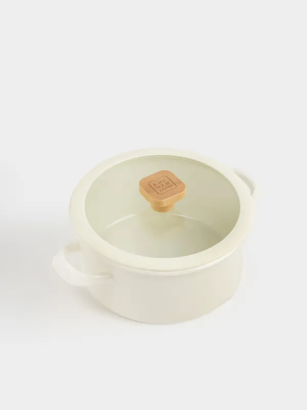 Кастрюля, 20 см, с крышкой, Enamel wood, image-1